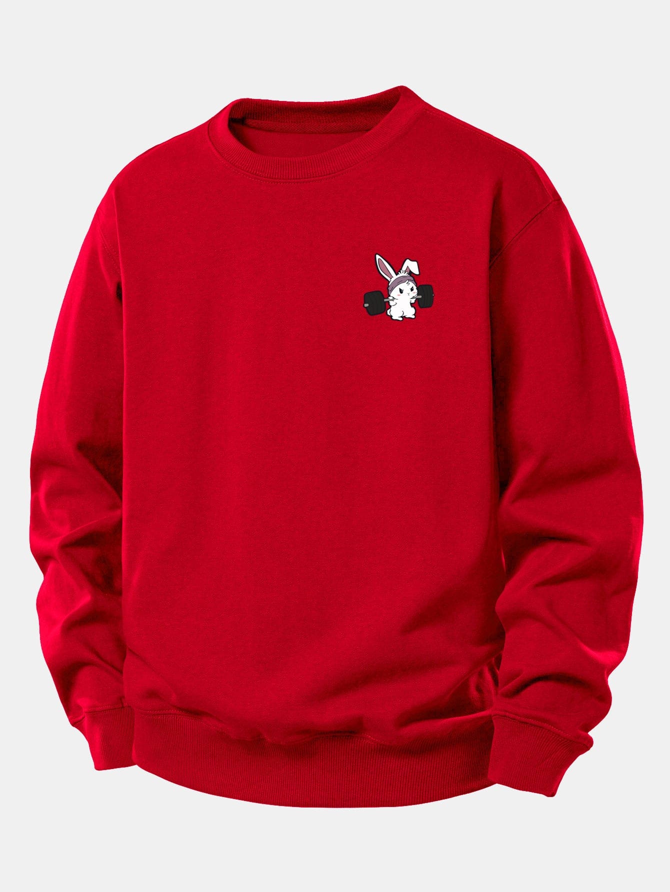 Velira Sweatshirts Raudona / XS Fitneso Kiškio Spaudas Laisvas Pjūvis Sportinis Megztinis
