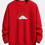 Velira Sweatshirts raudona / XS Fuji kalno spauda laisvo kirpimo džemperis