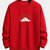 Velira Sweatshirts raudona / XS Fuji kalno spauda laisvo kirpimo džemperis