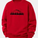 Velira Sweatshirts Raudona / XS Kalnų gamtos spauda laisvo kirpimo džemperis