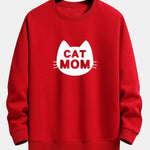 Velira Sweatshirts raudona / XS Katės Mamos Spauda Laisvas Fit Palaidinukė