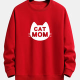 Velira Sweatshirts raudona / XS Katės Mamos Spauda Laisvas Fit Palaidinukė
