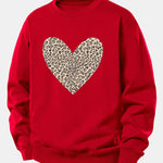 Velira Sweatshirts Raudona / XS Leopardų širdies raštas laisvo kirpimo džemperis