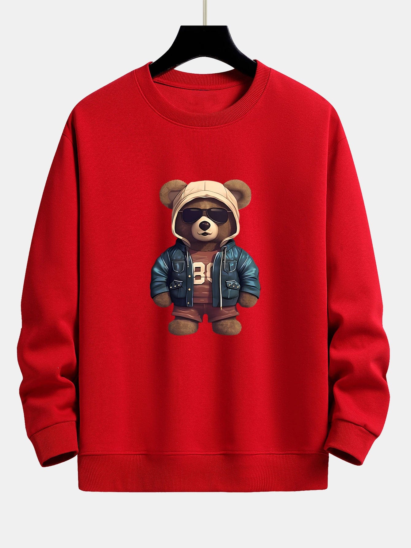 Velira Sweatshirts raudona / XS Lokys Odinėje Striukėje Spauda Laisvas Švarkas