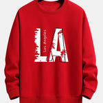 Velira Sweatshirts raudona / XS Los Andželo spauda laisvo kirpimo džemperis