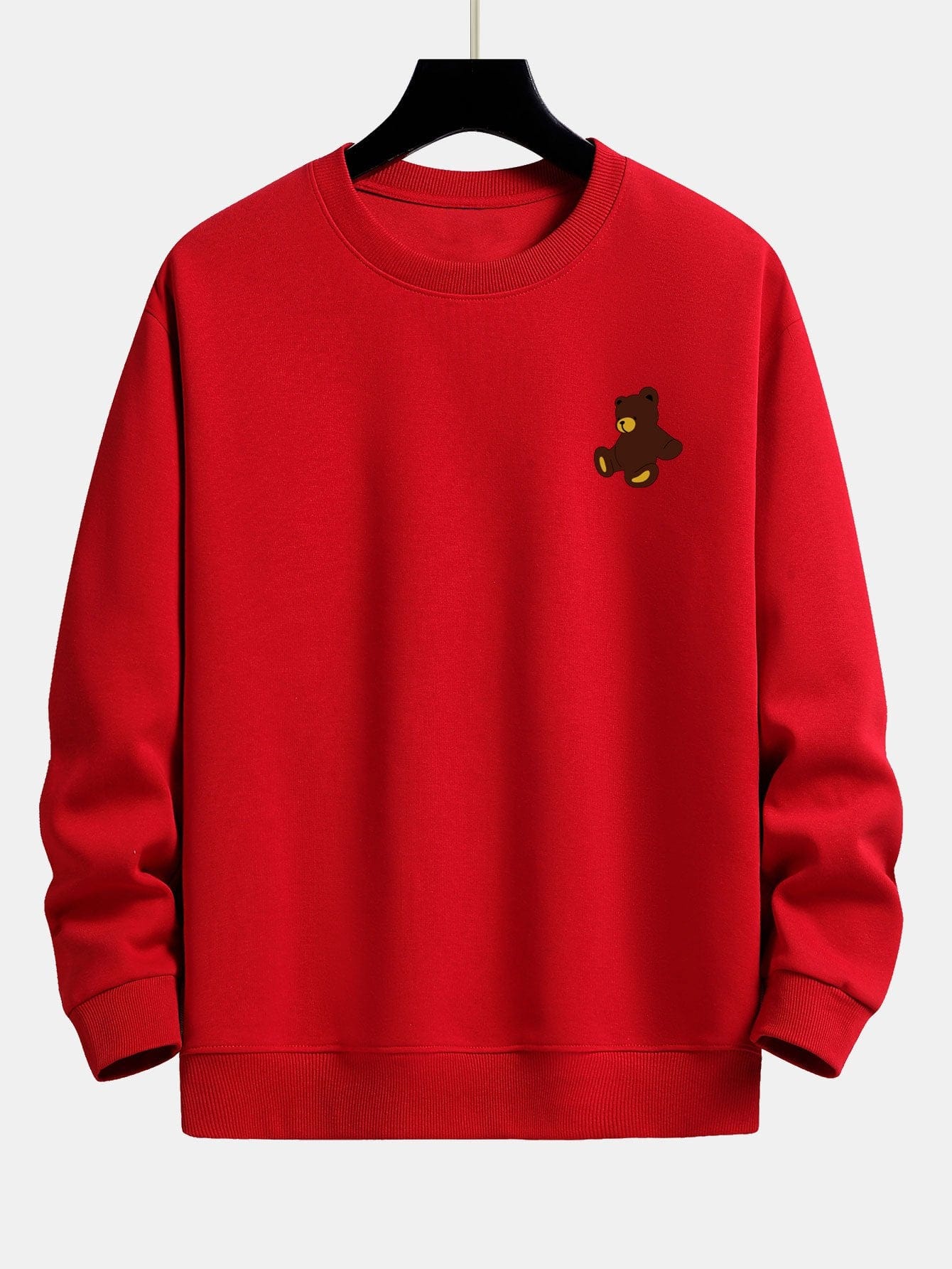 Velira Sweatshirts raudona / XS Meškiuko Spaudas Atsipalaidavęs Džemperis