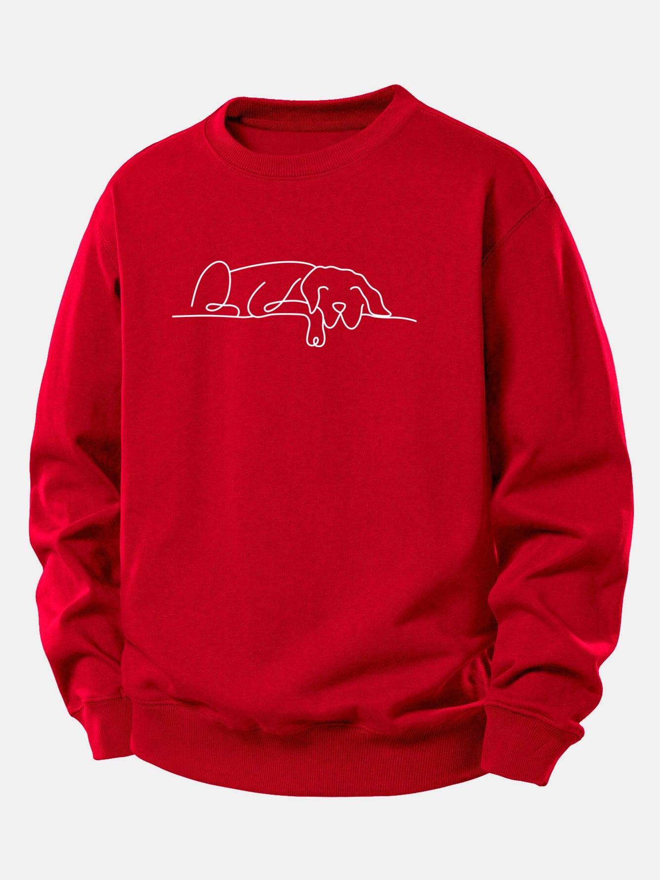 Velira Sweatshirts Raudona / XS Miegantis Šuo Linijos Spauda Laisvas Fit Megztinis