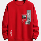 Velira Sweatshirts raudona / XS Niujorko architektūros atspaudas laisvo kirpimo džemperis