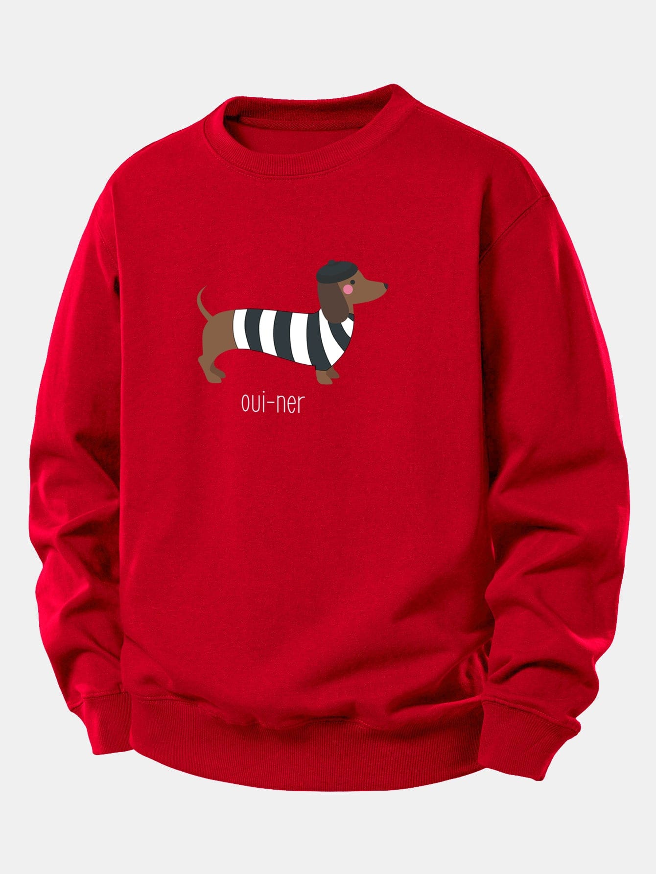 Velira Sweatshirts Raudona / XS Prancūzų taksų spauda laisvo kirpimo džemperis