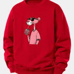 Velira Sweatshirts Raudona / XS Rožinė Pantera Spauda Laisva Fit Džemperis