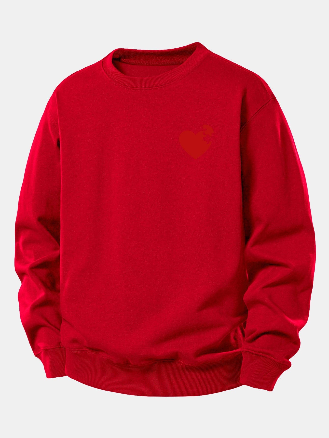 Velira Sweatshirts Raudona / XS Širdies dėlionės spaudinys laisvo kirpimo džemperis
