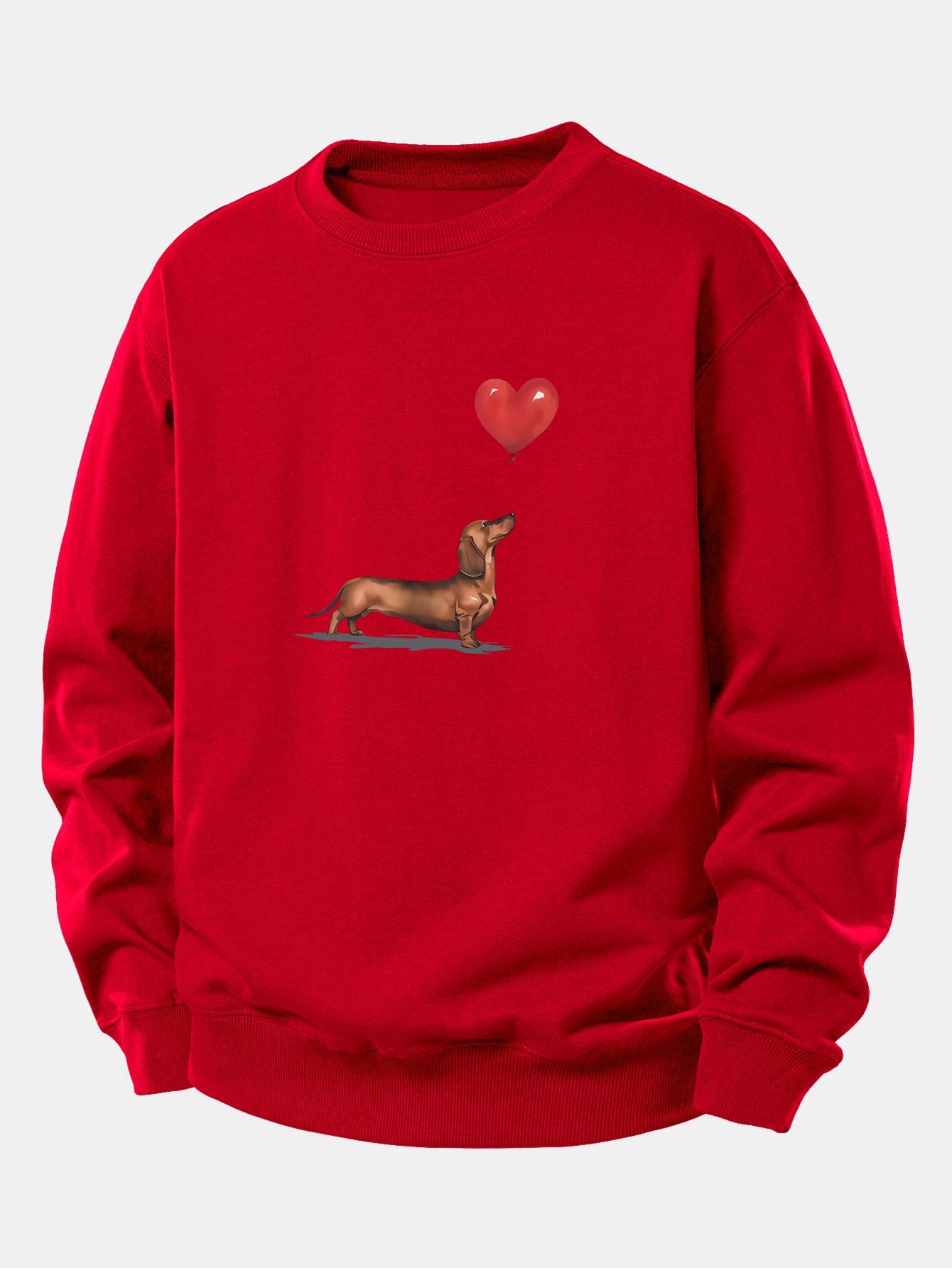 Velira Sweatshirts Raudona / XS Širdies formos balionas šunų veislės printas laisvo kirpimo džemperis