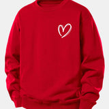 Velira Sweatshirts Raudona / XS Širdies Raštas Laisvo Pjūvio Megztinis