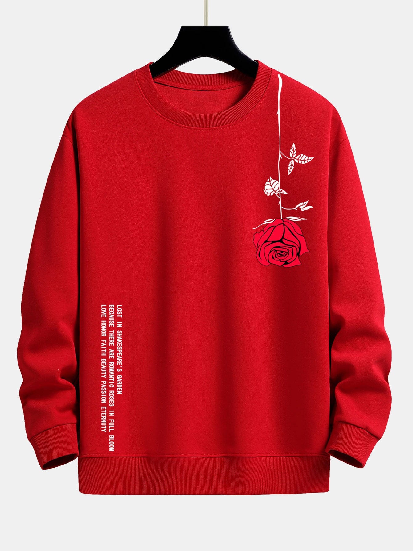 Velira Sweatshirts raudona / XS Sloganas Rožių Spauda Laisvas Fit Palaidinė