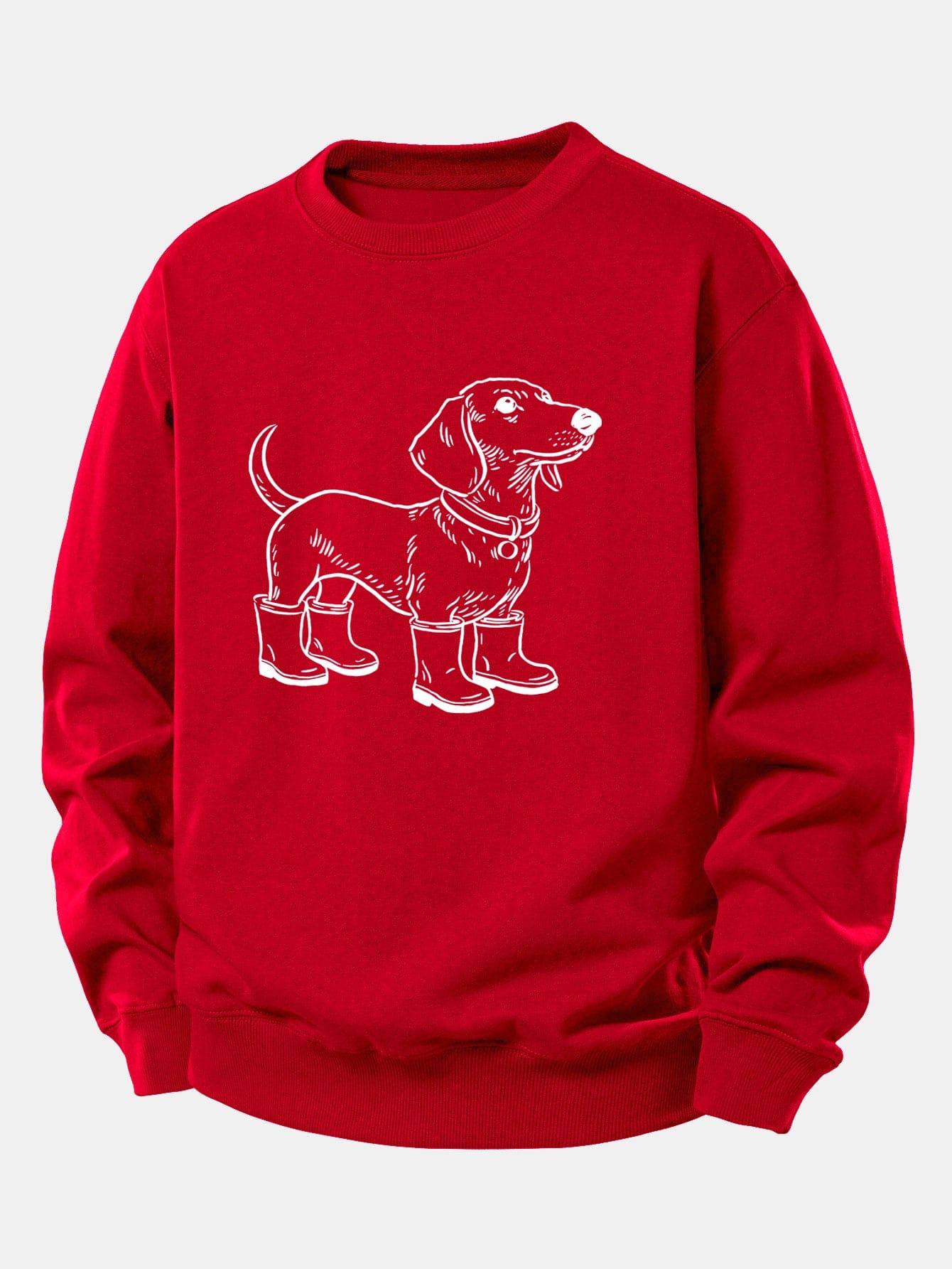 Velira Sweatshirts Raudona / XS Šuo Batai Spaudiniu Laisvalaikio Fit Palaidinukė