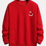 Velira Sweatshirts raudona / XS Šypsenos Veido Spauda Laisvas Fit Palaidinukė