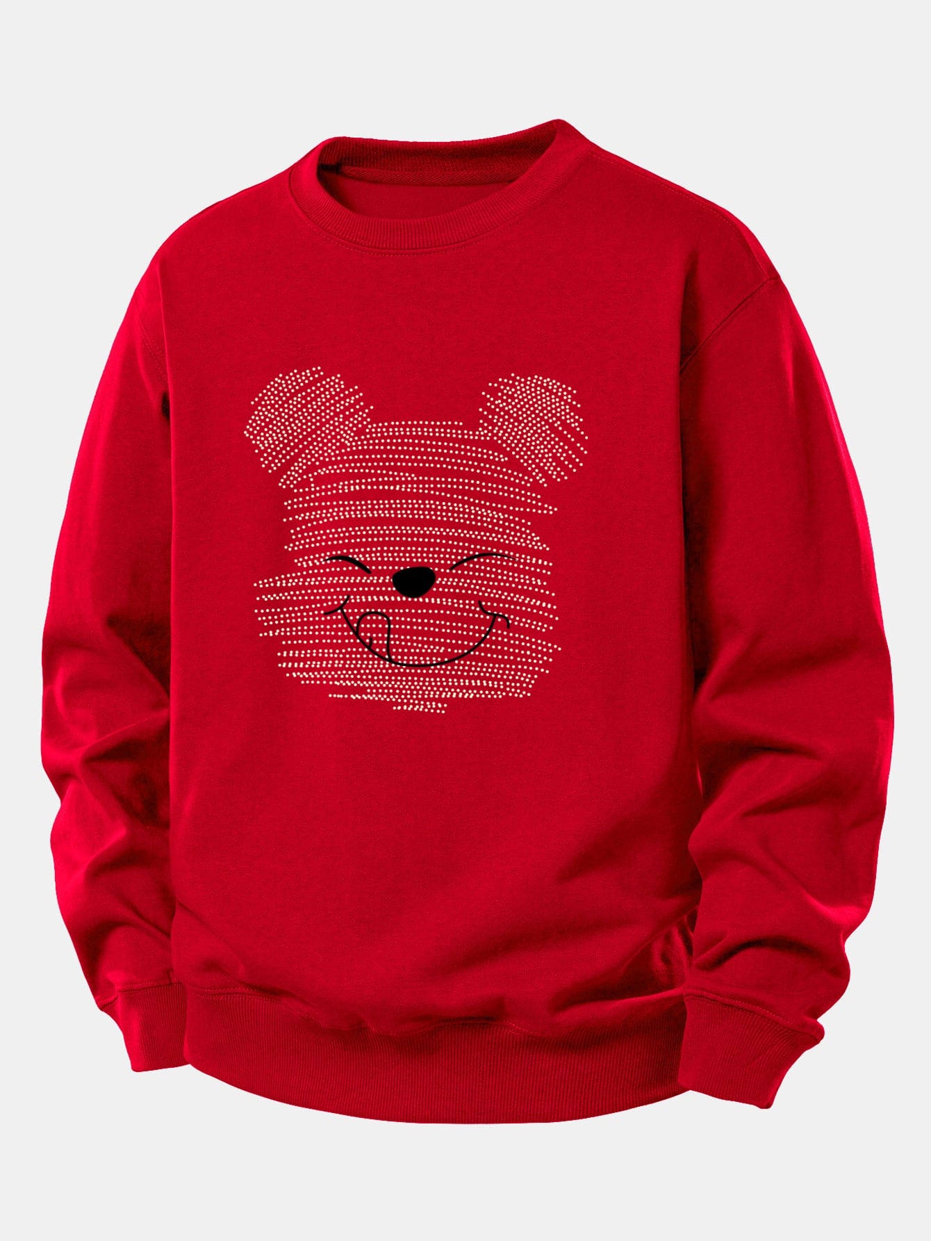 Velira Sweatshirts Raudona / XS Taškuotas meškiukas spauda laisvas megztinis