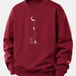 Velira Sweatshirts Raudonmedžio / XS Mėnulio Astronauto Spauda Laisvo Pjūvio Džemperis