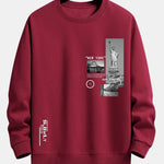 Velira Sweatshirts raudonmedžio / XS Niujorko architektūros atspaudas laisvo kirpimo džemperis