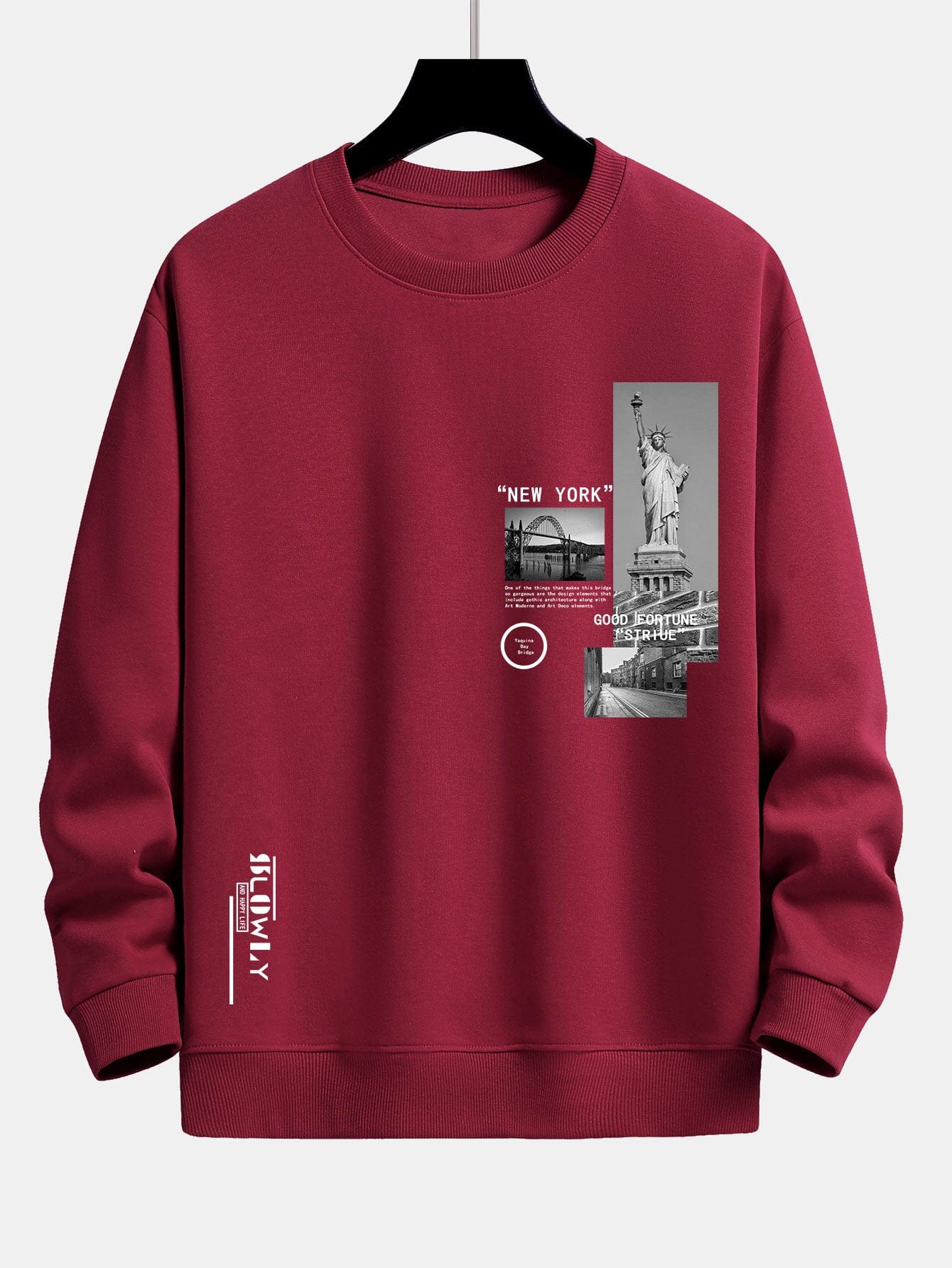 Velira Sweatshirts raudonmedžio / XS Niujorko architektūros atspaudas laisvo kirpimo džemperis