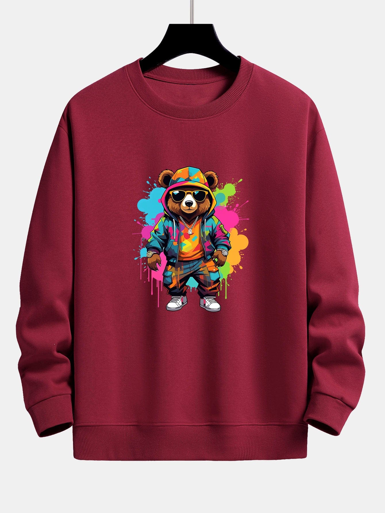 Velira Sweatshirts raudonmedžio / XS Spalvingo Lokio Spauda Atsipalaidavęs Palaidinukas