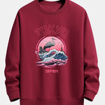 Velira Sweatshirts raudonmedžio / XS Tokijo Banga Gervė Paukštis Spauda Laisvas Fit Megztinis