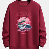 Velira Sweatshirts raudonmedžio / XS Tokijo Banga Gervė Paukštis Spauda Laisvas Fit Megztinis