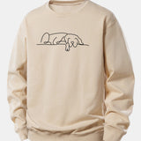Velira Sweatshirts Ruda / XS Miegantis Šuo Linijos Spauda Laisvas Fit Megztinis