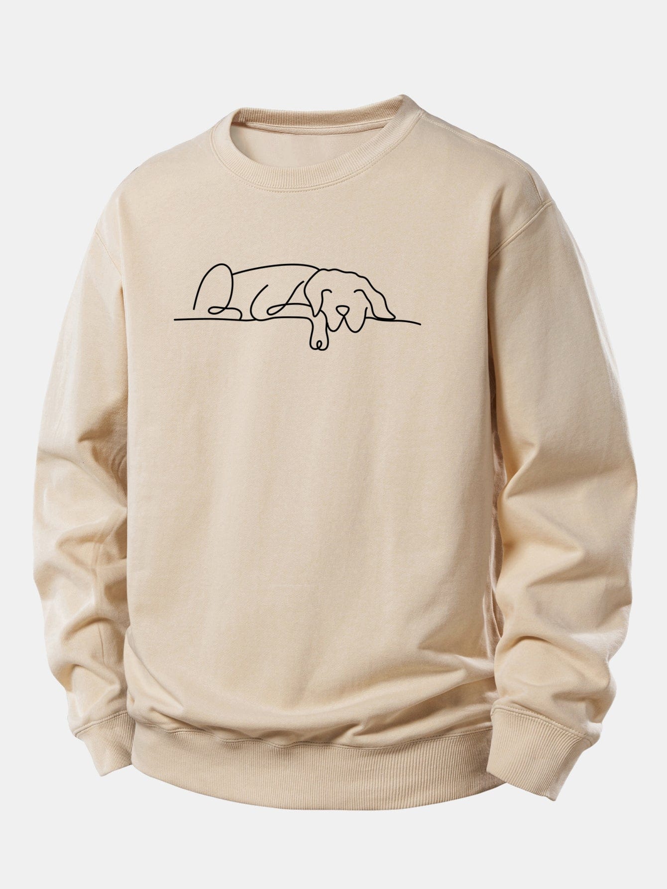 Velira Sweatshirts Ruda / XS Miegantis Šuo Linijos Spauda Laisvas Fit Megztinis
