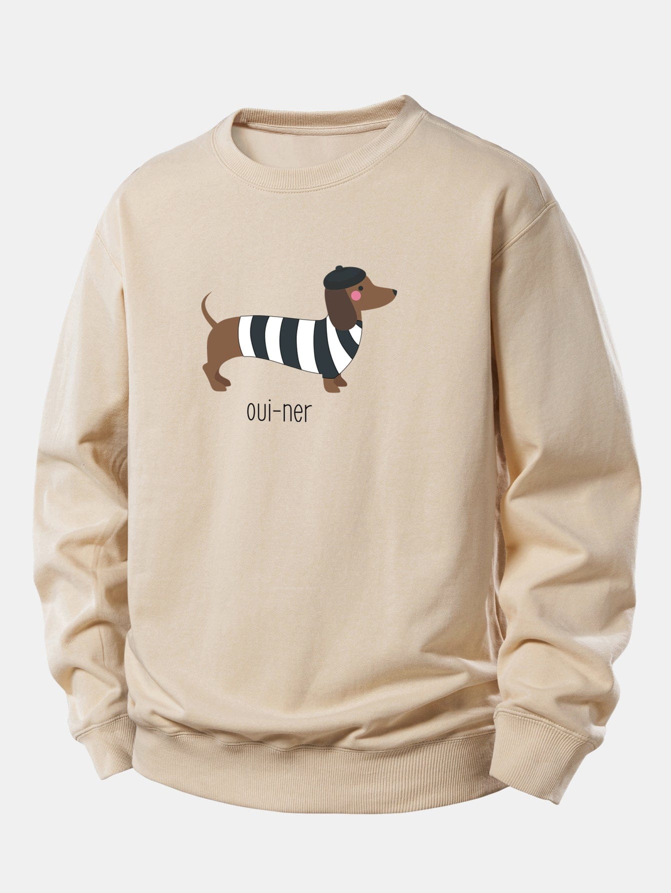Velira Sweatshirts Ruda / XS Prancūzų taksų spauda laisvo kirpimo džemperis