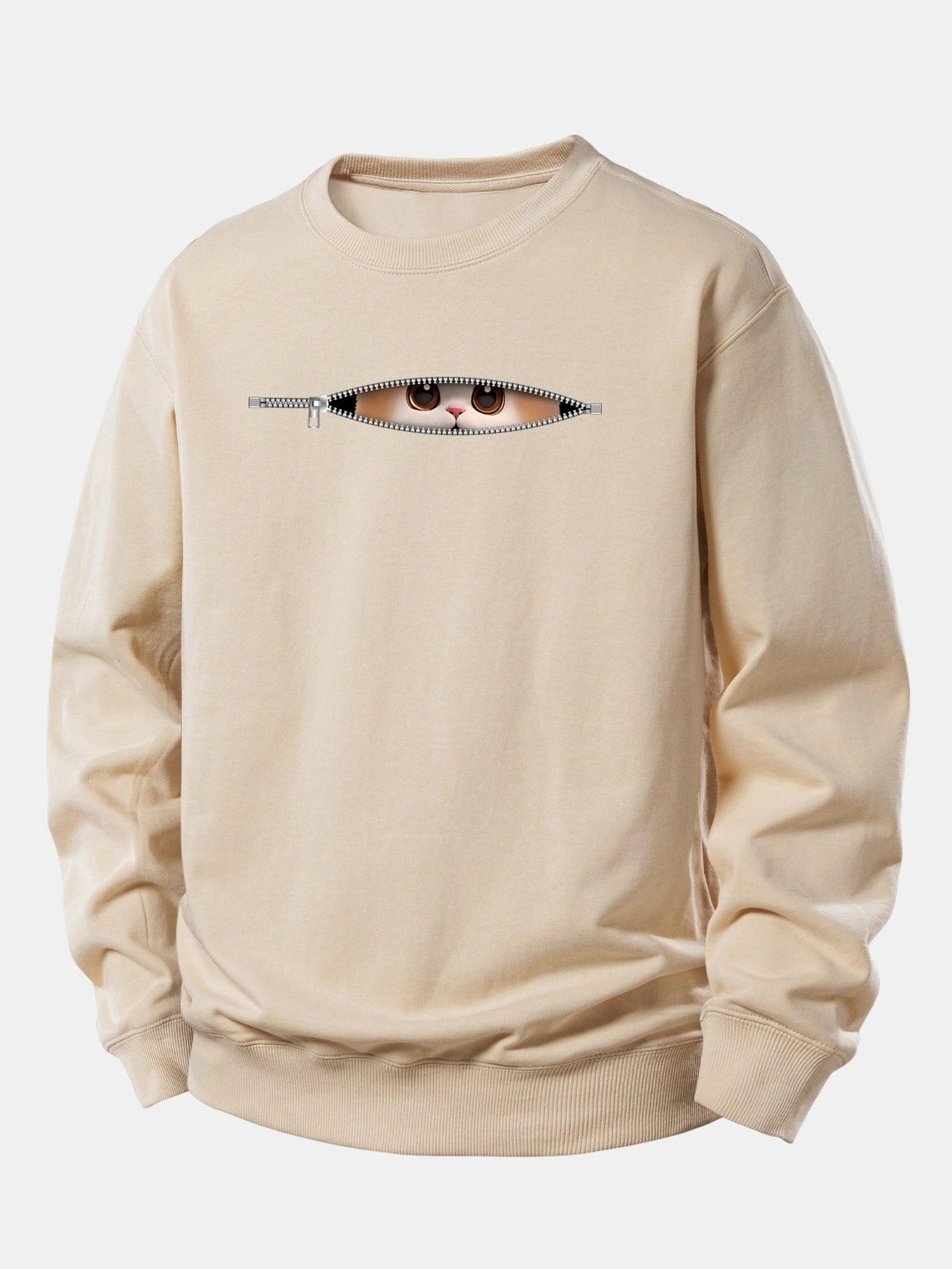 Velira Sweatshirts Ruda / XS Užtrauktuko katės spaudo laisvo kirpimo džemperis