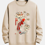 Velira Sweatshirts rusva / XS Koi žuvies lotoso rašto laisvas fit džemperis