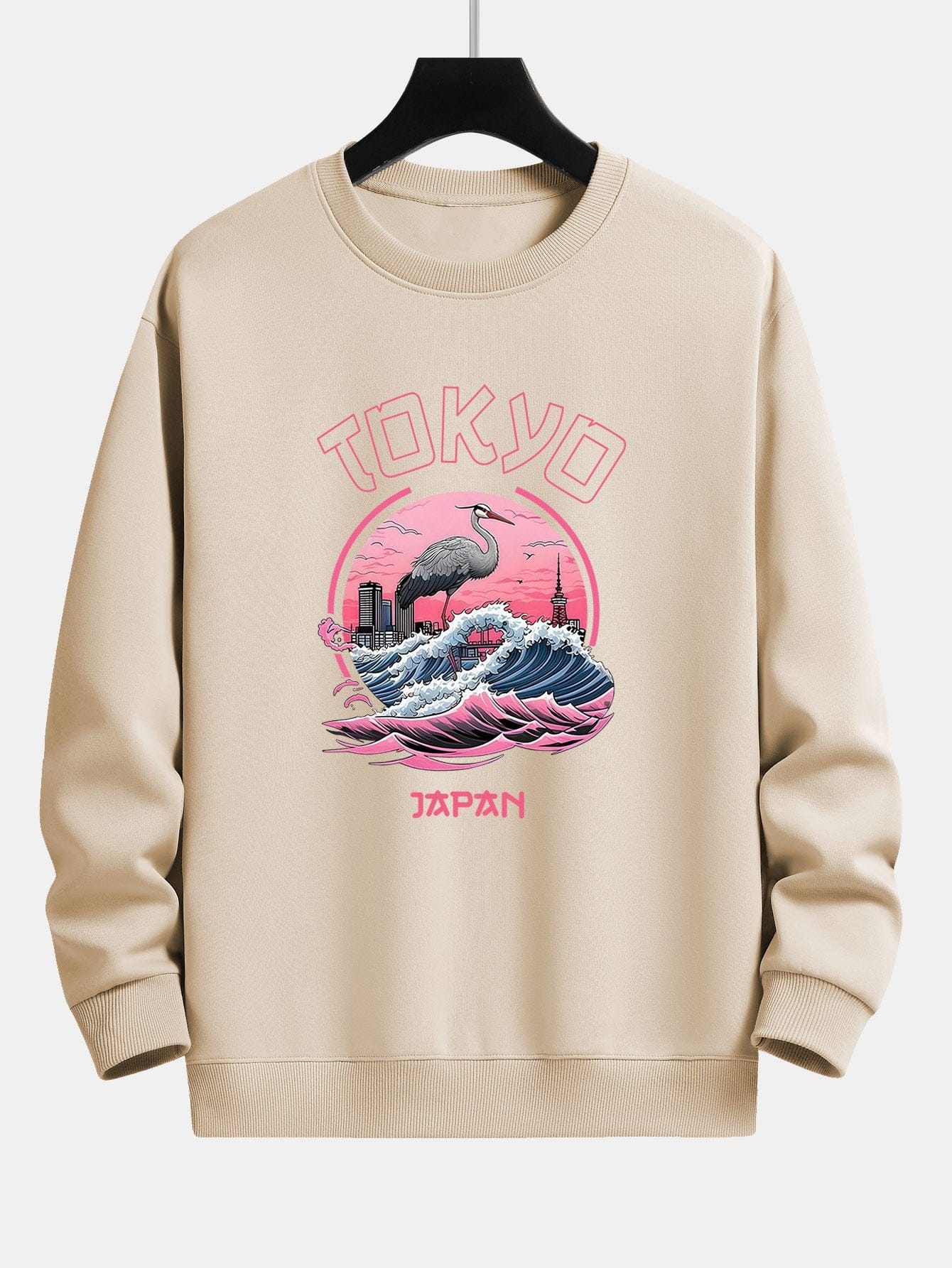 Velira Sweatshirts rusva / XS Tokijo Banga Gervė Paukštis Spauda Laisvas Fit Megztinis