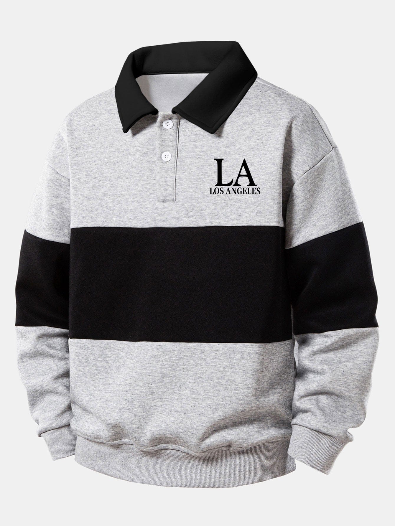 Velira Sweatshirts Sidabrinė / S Atsipalaidavęs Los Andželo spaudos spalvų blokas polo apykaklės džemperis