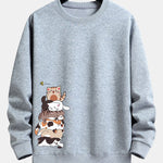 Velira Sweatshirts sidabrinė / S Karinio Katino Spauda Laisvalaikio Palaidinė