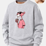 Velira Sweatshirts Sidabrinė / S Rožinė Panto Print Teddy Fleece Pamušalu Sweatshirt