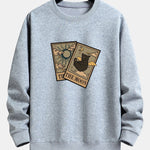 Velira Sweatshirts sidabrinė / S Saulės Mėnulio Katės Spaudas Laisvas Fit Megztinis