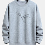 Velira Sweatshirts sidabrinė / S Šuo Linijos Piešimo Spauda Atsipalaidavęs Dydis Palaidinukė