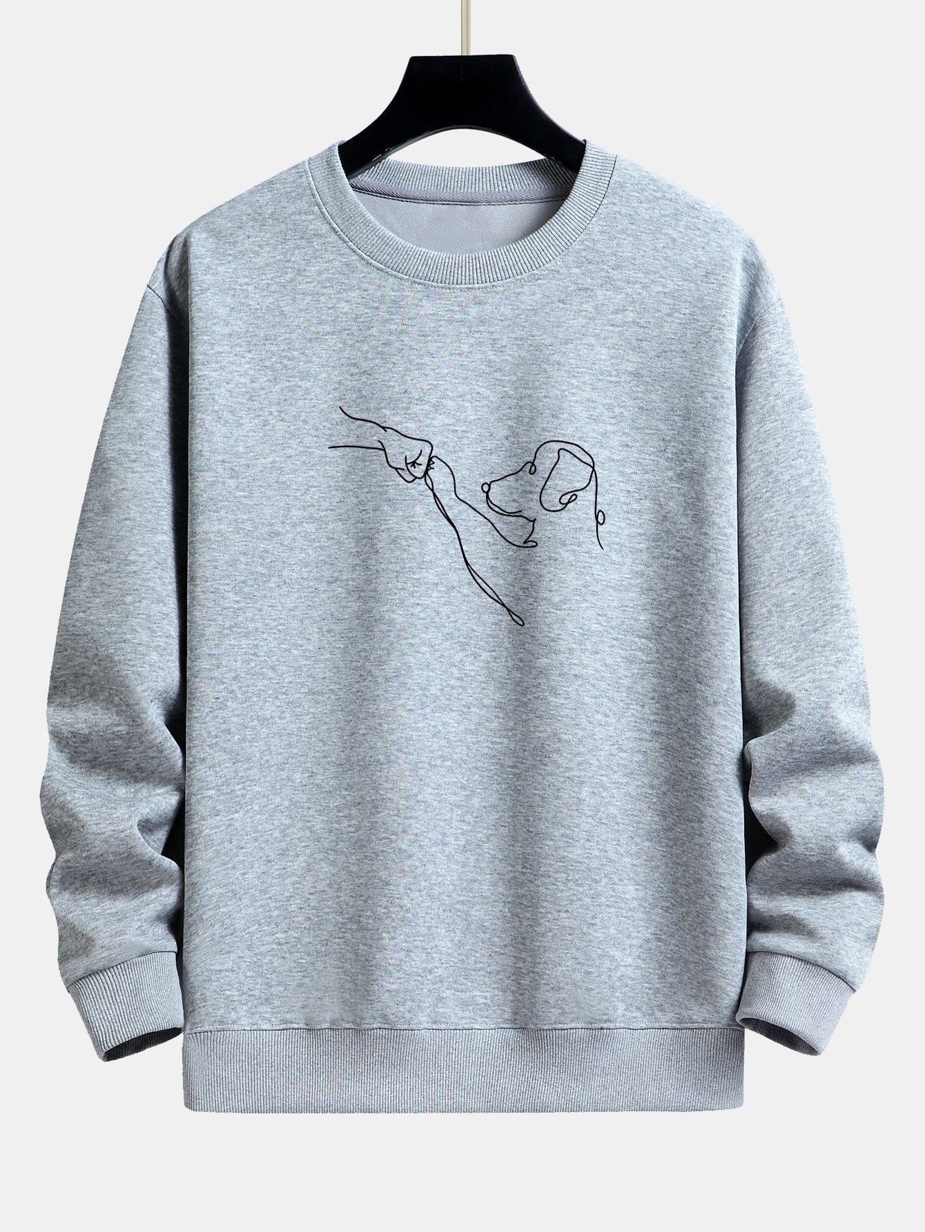 Velira Sweatshirts sidabrinė / S Šuo Linijos Piešimo Spauda Atsipalaidavęs Dydis Palaidinukė