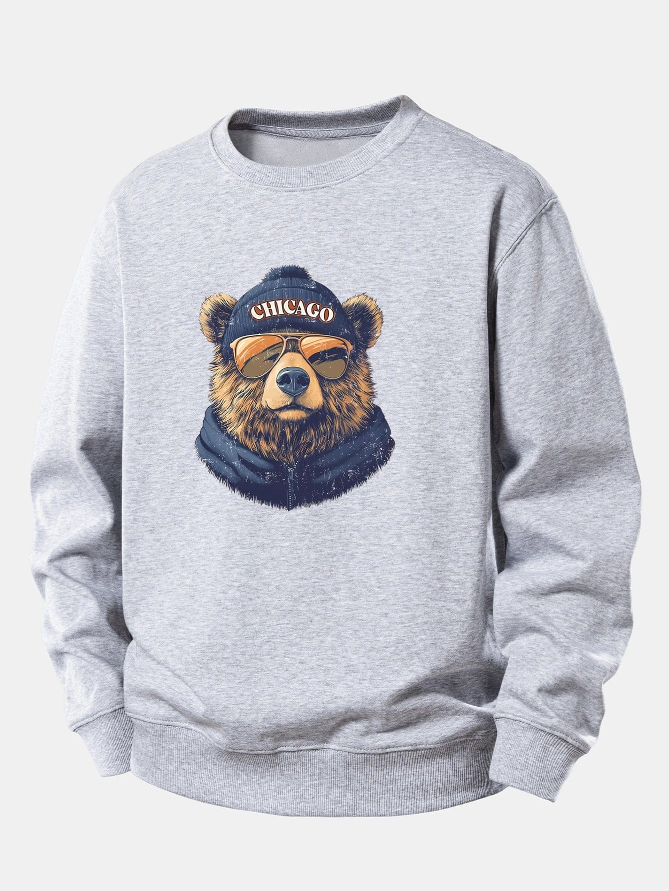 Velira Sweatshirts Sidabrinė / XS Čikagos Akiniai nuo saulės Lokio Spauda Laisvas Fit Megztinis