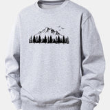 Velira Sweatshirts Sidabrinė / XS Kalnų gamtos spauda laisvo kirpimo džemperis