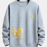 Velira Sweatshirts Sidabrinė / XS Laimingas Arklių Metų Grafikos Laisvalaikio Pralaisvintas Megztinis