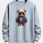 Velira Sweatshirts sidabrinė / XS Lokys Odinėje Striukėje Spauda Laisvas Švarkas
