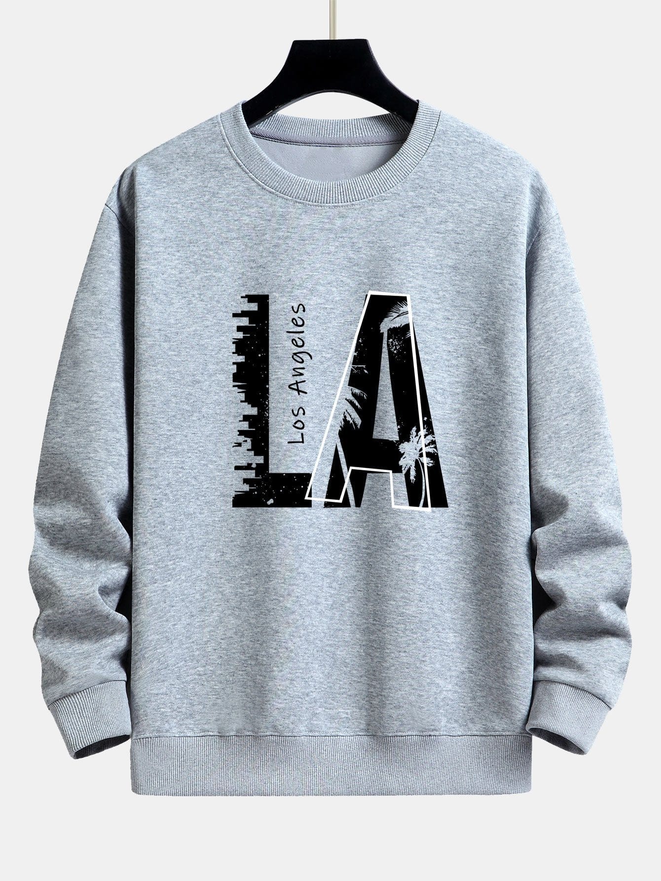 Velira Sweatshirts sidabrinė / XS Los Andželo spauda laisvo kirpimo džemperis