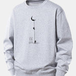 Velira Sweatshirts Sidabrinė / XS Mėnulio Astronauto Spauda Laisvo Pjūvio Džemperis