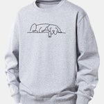 Velira Sweatshirts Sidabrinė / XS Miegantis Šuo Linijos Spauda Laisvas Fit Megztinis