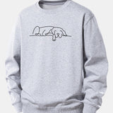 Velira Sweatshirts Sidabrinė / XS Miegantis Šuo Linijos Spauda Laisvas Fit Megztinis