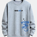 Velira Sweatshirts sidabrinė / XS Niekuomet nepasiduok Šypsenėlės Spauda Laisvo Kirpimo Megztinis
