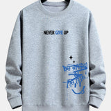 Velira Sweatshirts sidabrinė / XS Niekuomet nepasiduok Šypsenėlės Spauda Laisvo Kirpimo Megztinis