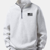 Velira Sweatshirts Sidabrinė / XS Relaksuotas amerikietiškos vėliavos spausdinimo ketvirčio užtrauktuko džemperis